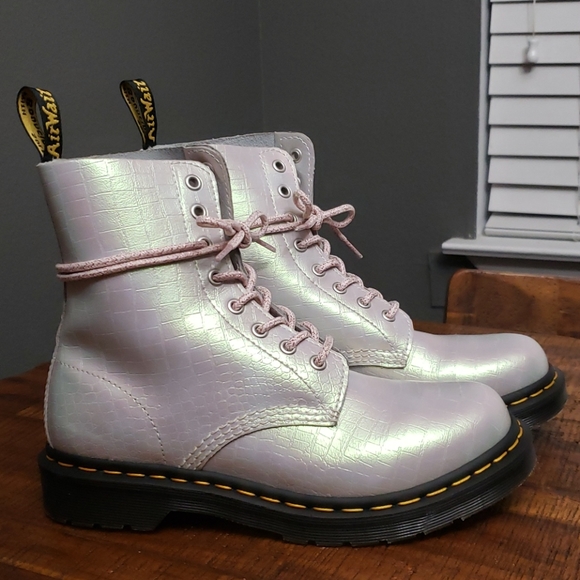 Dr. Martens Shoes - Pink Iridescent Croc Dr Martens